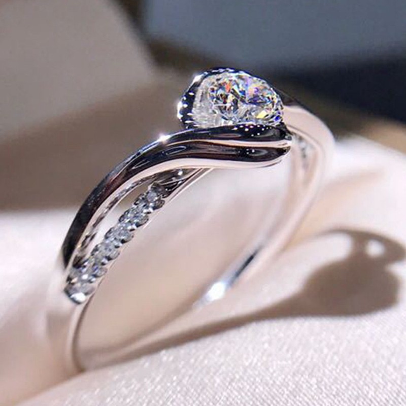 Cincin Sterling Silver 925 dengan Kristal Zircon AAA untuk Wanita