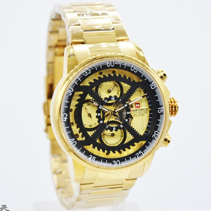 Diskon Jam Tangan Pria Naviforce Chrono NF9150 Original Rantai Gold Terlaris