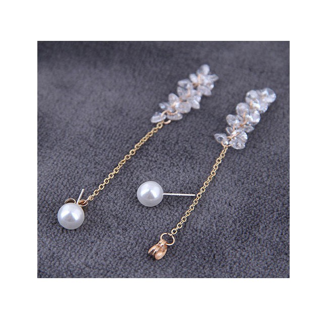 LRC Anting Tusuk Fashion 925 Silver Needle Zircon Long Earrings A59321