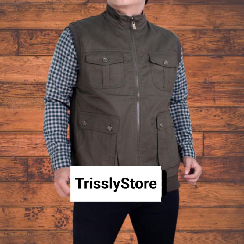 Rompi Pria Jeep Import Bolak Balik Vest Motor Anti Angin Touring