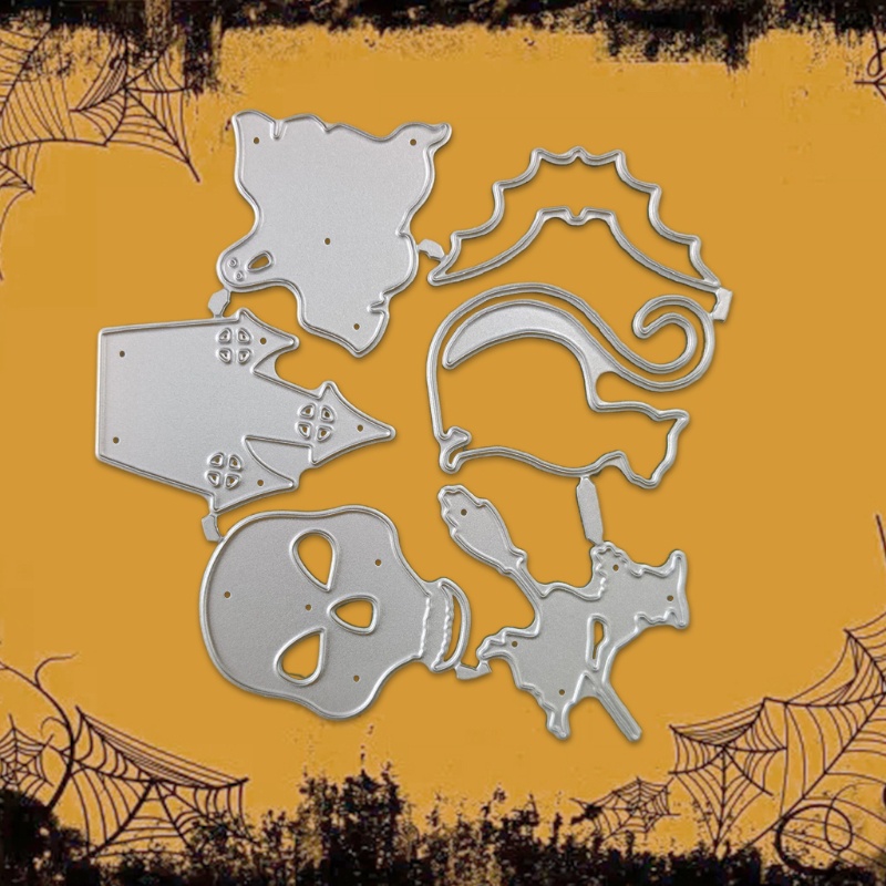 Cetakan Stensil Cutting Dies Motif Tengkorak Halloween Bahan Metal Untuk Scrapbook / Craft DIY / Embossing