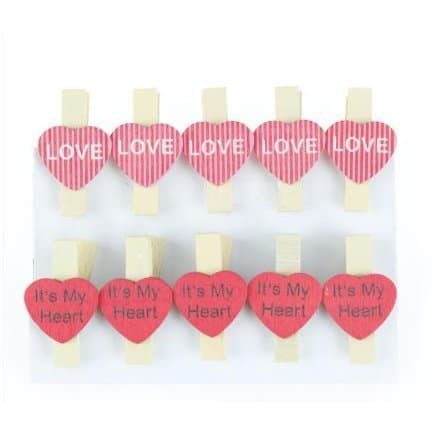 Penjepit Kayu Mini Motif Love Letter #02 (5pcs)