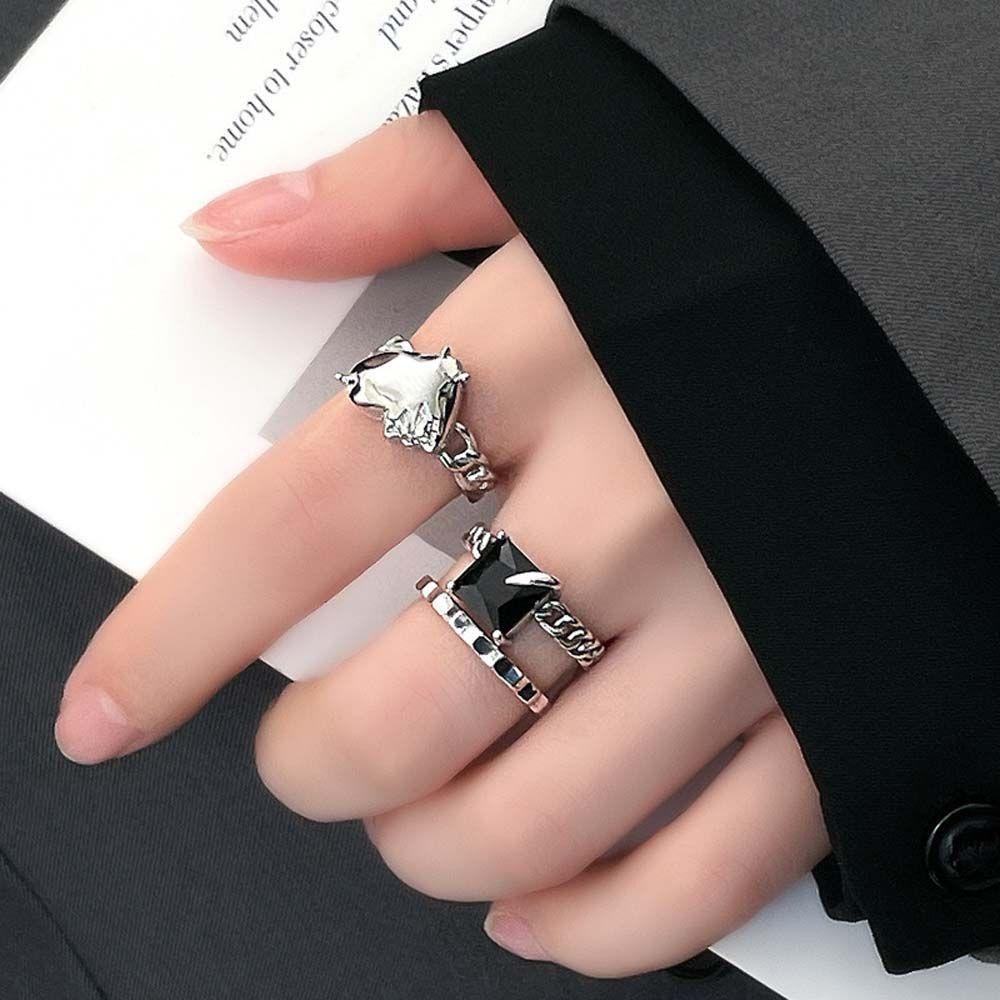 Needway   Patah Hati Cincin Punk Pesona Perak Retro Hip Hop Gaya Korea Terbuka Rings