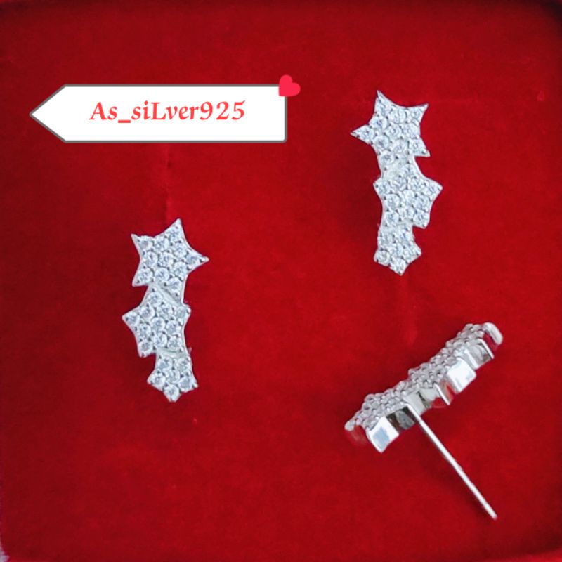GIWANG/ANTING TUSUK MODEL BINTANG ASLI SILVER 925 LAPIS MAS PUTIH_ANTING TUSUK STAR