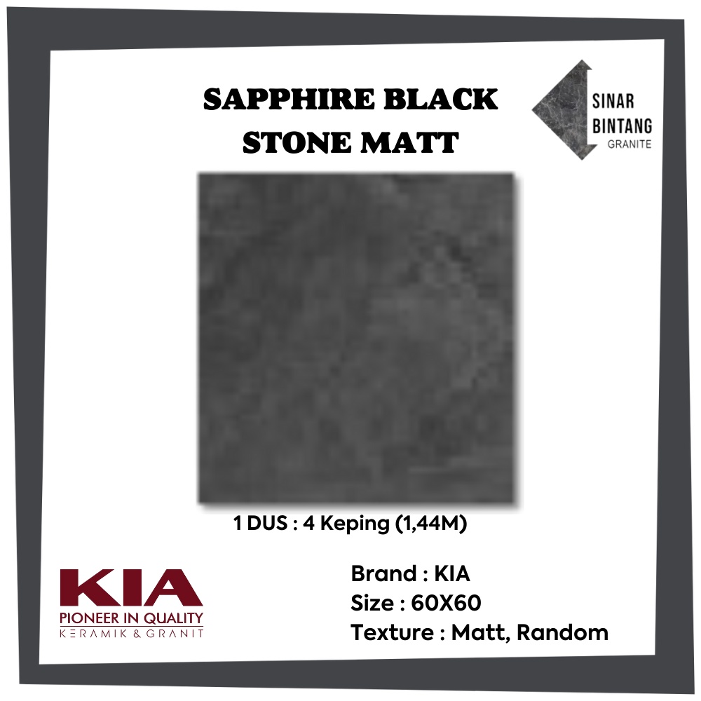 Granit 60X60 | Granit Lantai Sapphire Black Stone Matt KIA