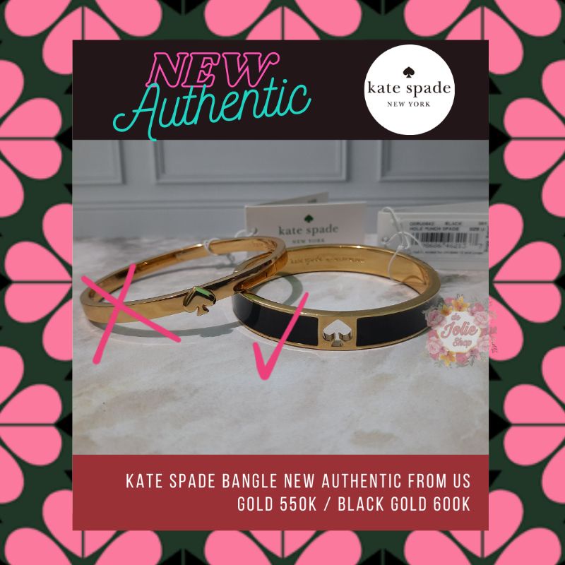 SALE Kate Spade Bangle Hole Punch Spade Black Gold Bracelet