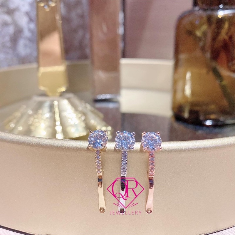 Qrjewellery - anting jepit mata satu kode 012212 yori replika berlian lapis emas