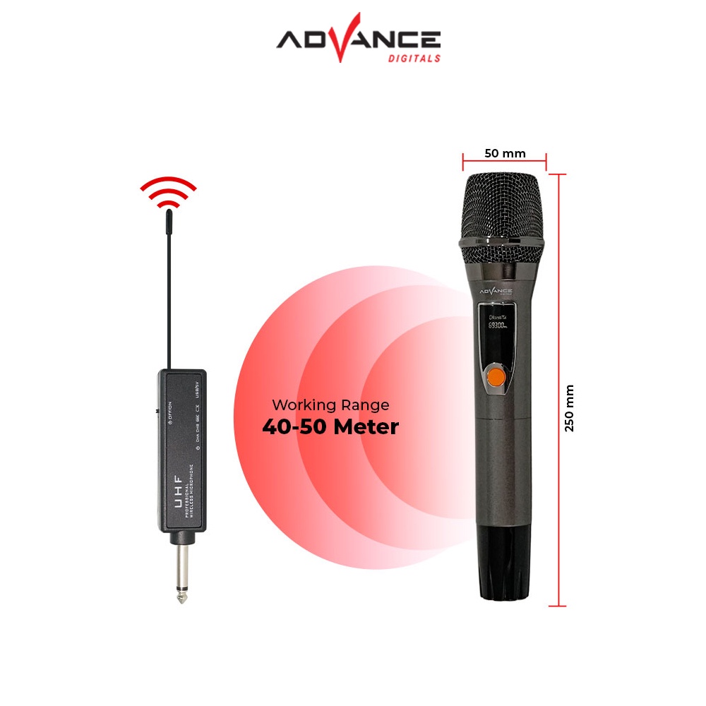 Advance Digitals MIC-104 Mic Profesional UHF Wireless Microphone Garansi Resmi Advance Digitals Karoke