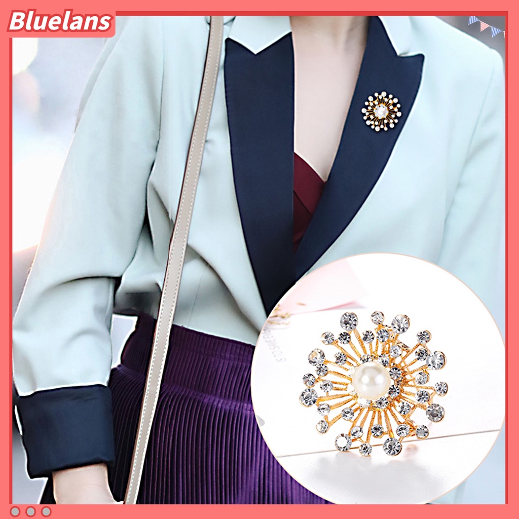 Bros Pin Lencana Bentuk Bulat Aksen Berlian Imitasi Gaya Vintage Untuk Aksesoris Pakaian