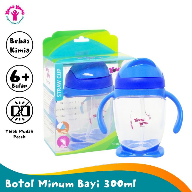 YOUNG YOUNG Botol Minum Bayi 300 ML Bebas Bahan Kimia Straw Cup IL-800-A