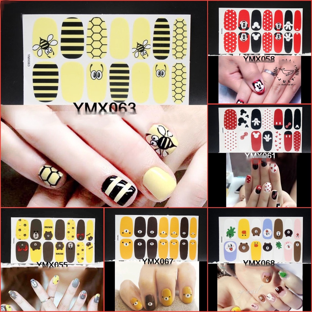 Ymx Stiker Kuku Motif Kartun Grafiti / Leopard Aksen Glitter Anti Air Untuk Nail Art / Manicure