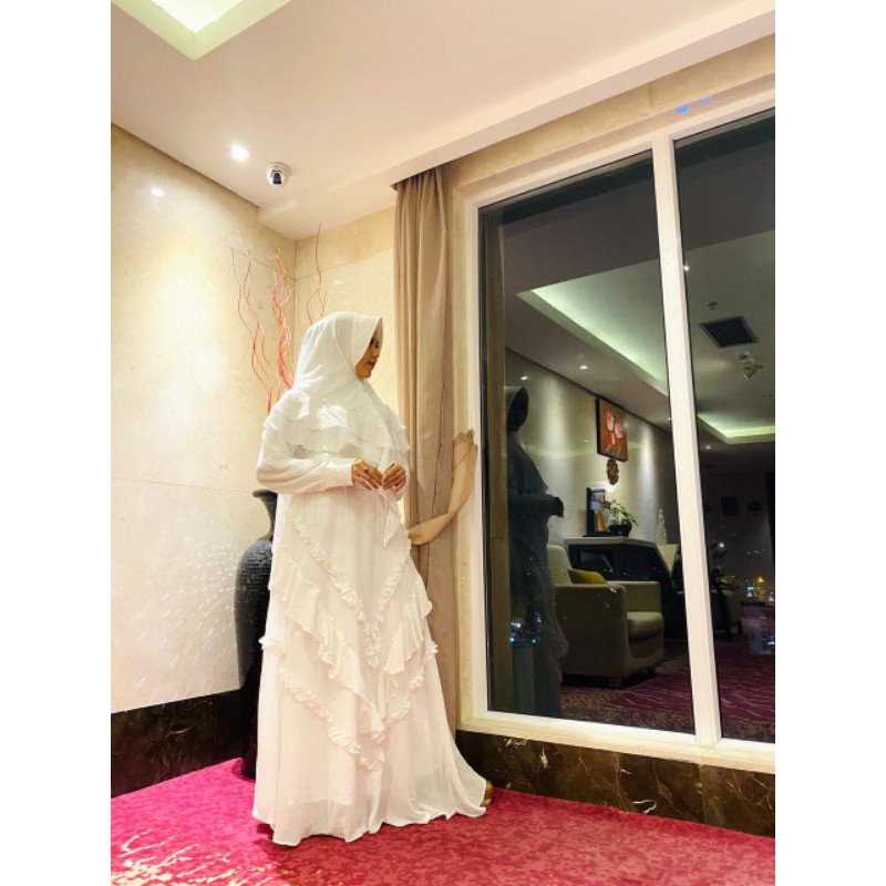 Gamis PUTIH Syari Ceruty BABY DOLL DIJAMIN REAL PICT /gamis murah