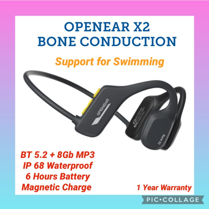 Openear X2 Bone Conduction Earphones Bluetooth 5.2 IP 68 For Swimming 8GB MP3