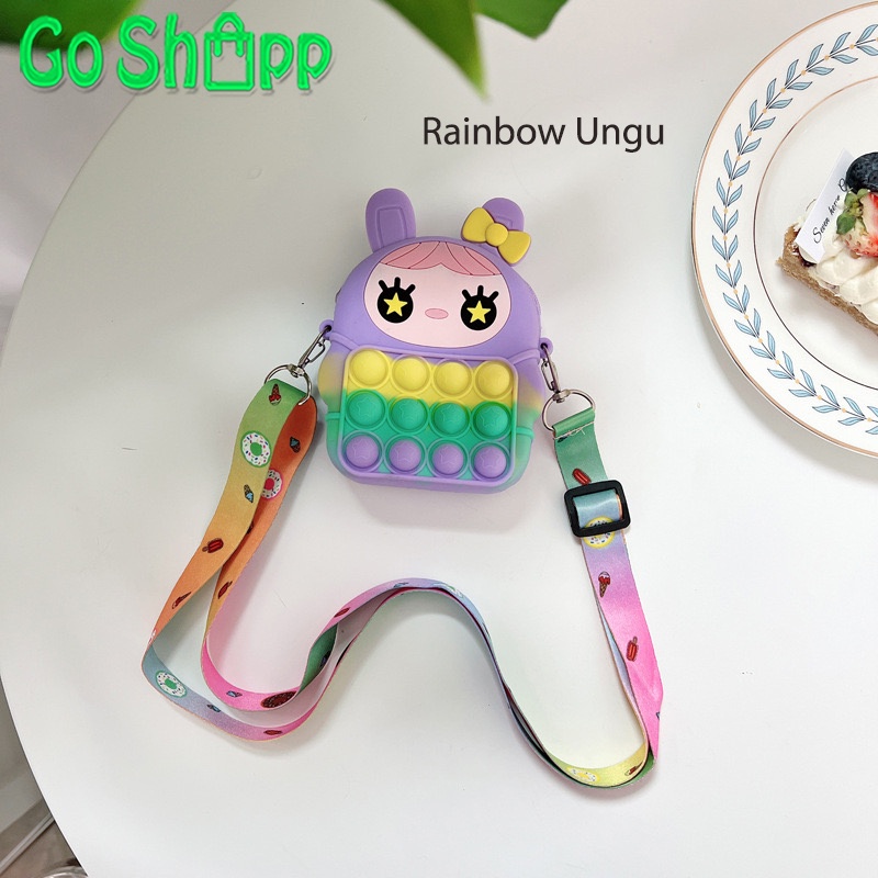 Tas Pop it Anak Lucu Import - Tas Selempang Anak Karakter Rabbit Girls - Tas Pop It Unicorn Terbaru Import - Tas Anak Lucu Pop It Fidget Toys [JL14]