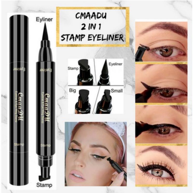 EYELINER STAMP 2 SISI UKURAN BESAR DAN KECIL WATERPROOF CETAR SEKETIKA  SUPER EASY TO USE