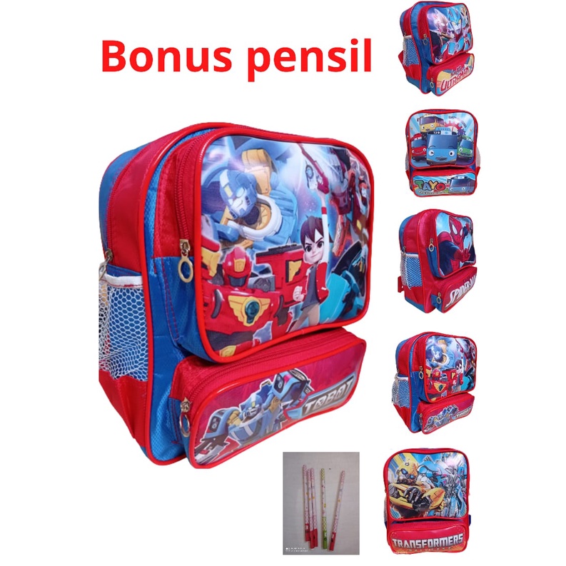 BISA COD / BAYAR DI TEMPAT / TAS RANSEL/ BONUS PENSIL / TAS ANAK KARAKTER LAKI LAKI /PAUD / TK / PLAYGROP