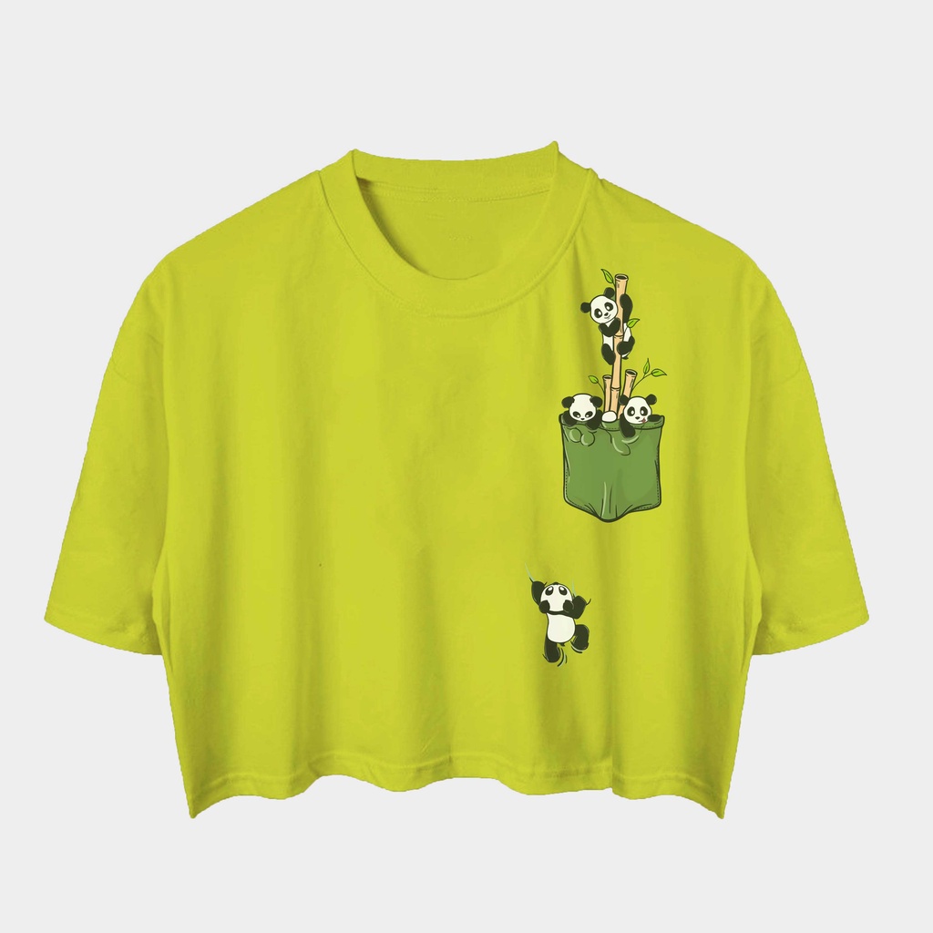 [Oversize] BAJU KAOS OVERSIZE WASH UNISEX / OVERSIZE CROP T-SHIRT WASH "panda pocket"