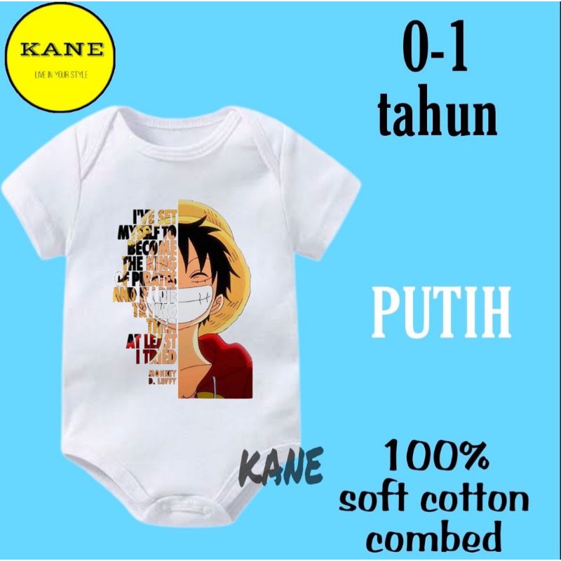 Kaos baju bayi jumper baby kids pendek viral Anime ONE PIECE LUFFY CHOPPER MANGA JEPANG logo tulisan