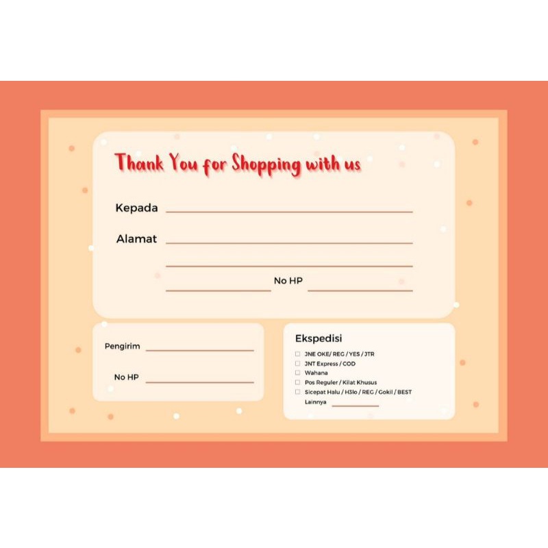 

(10pcs) label pengiriman tanpa stiker/kertar lembar pengiriman paket online