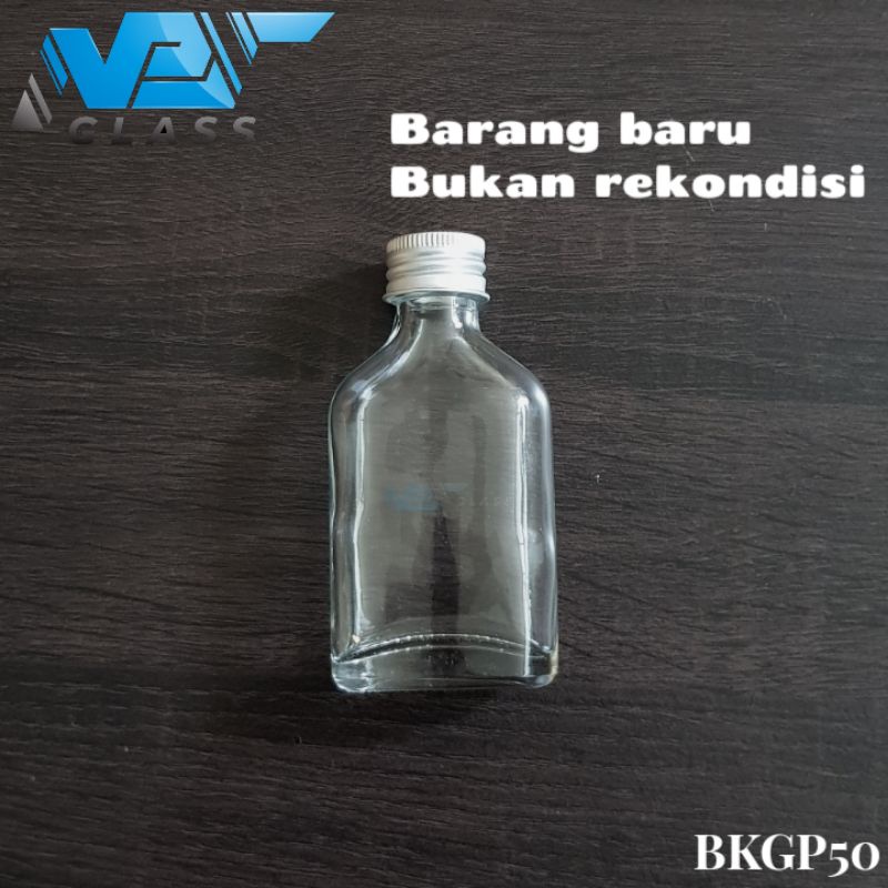 BKGP50 botol kaca bening 50ml baru / botol kaca gepeng / botol minyak