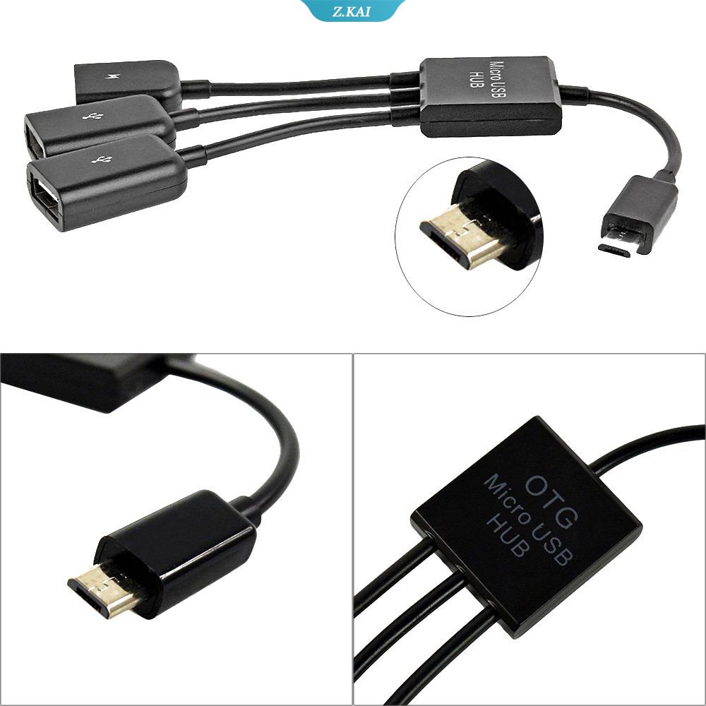 Adapter Converter Micro USB OTG HUB Power Line Mouse U Disk Dual Untuk Ponsel