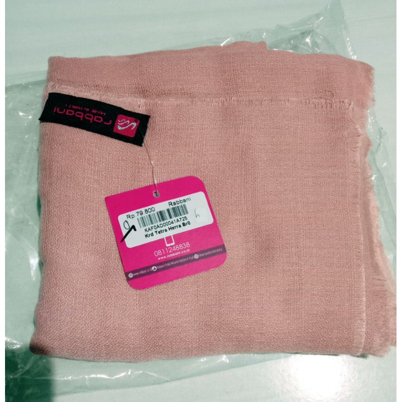 kerudung hijab Rabbani Segi-empat Tetra Herra warna Salem
