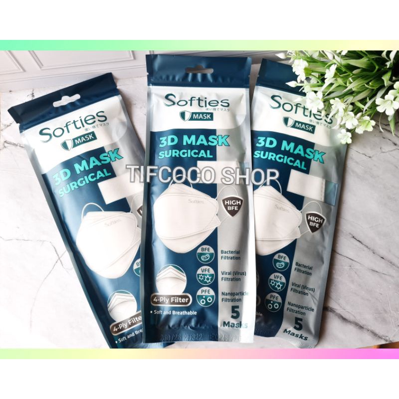 SOFTIES SURGICAL MASK 4PLY MODEL KF94 ISI 5 PCS