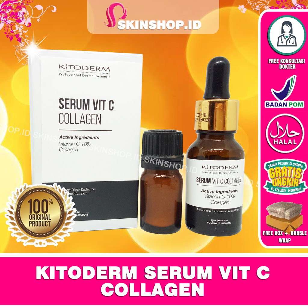 PAKET Kitoderm Whitening Vit C Plus Collagen Original / Paket Memutihkan Anti Kusam isi 5 BPOM Aman