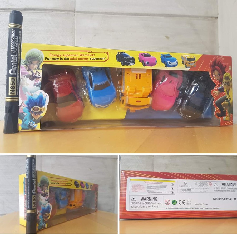 mainan action figure power battle watch car set