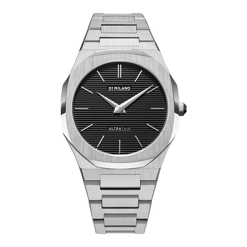 Jam Tangan Pria D1 Milano Ultra Thin D1-UTBJ14 Black Dial Stainless Steel Strap