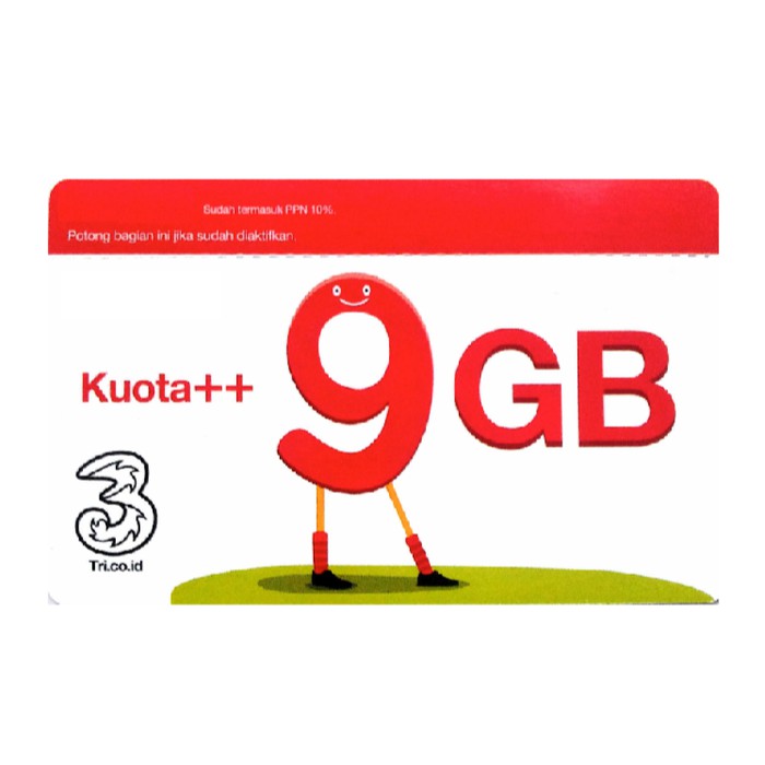 Tri Voucher Fisik Kuota Pamax 9GB Kuota++