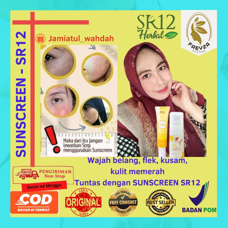 TABIR SURYA SUNSCREEN SUNBLOCK SUNCARE SR12 PENCERAH WAJAH