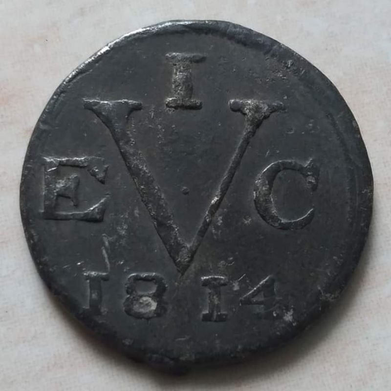 Koin Kuno Timah 1 Doit Java 1814 VEIC British East Indies - Bagus Mantap Super B