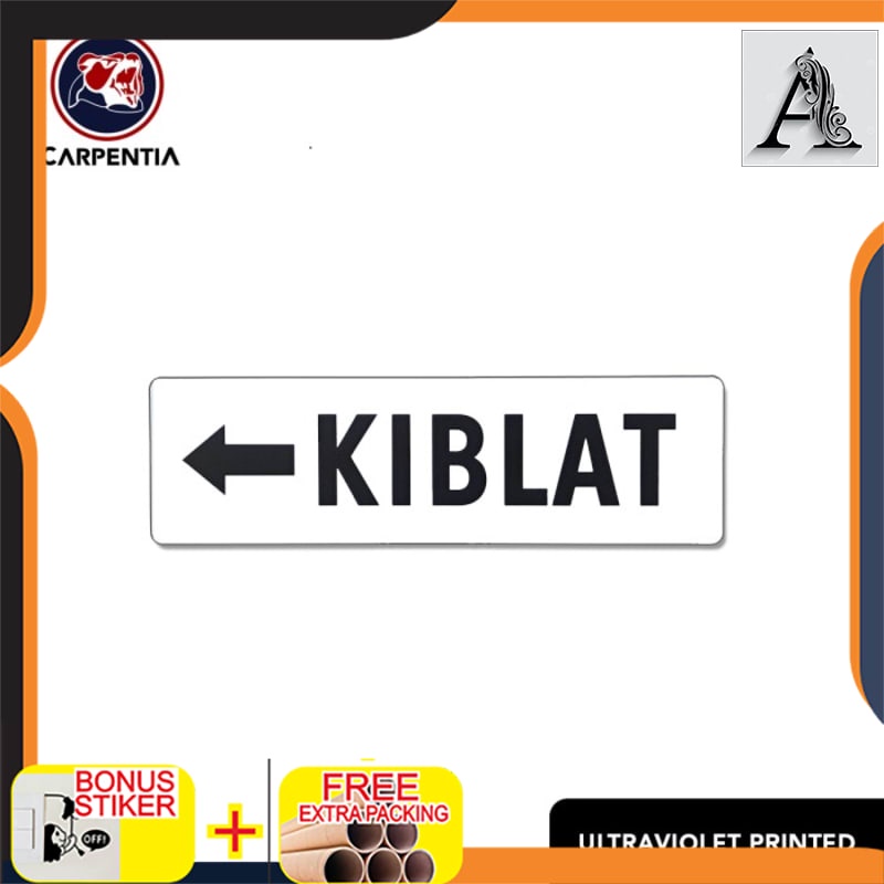 

Terlaris Acrylic Sign KIBLAT / Label Dinding Akrilik 24x7 cm / A - Putih
