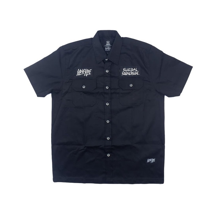 TERLARIS Workshirt SOLDIERSIDE Kemeja Bengkel SUICIDAL SS HITAM - XL