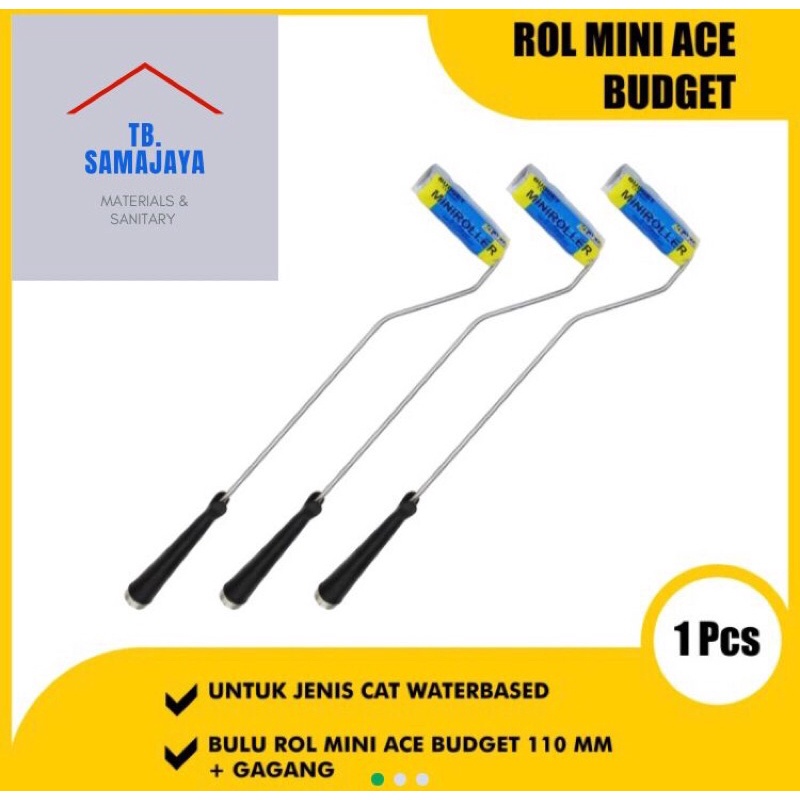 Kuas Roll Kecil ACE komplit gagang panjang . Kuas rol mini ACE Budget Oldfields