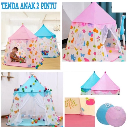 TENDA BERMAIN ANAK HOUSE CASTLE MODEL 2 PINTU TENDA LIPAT