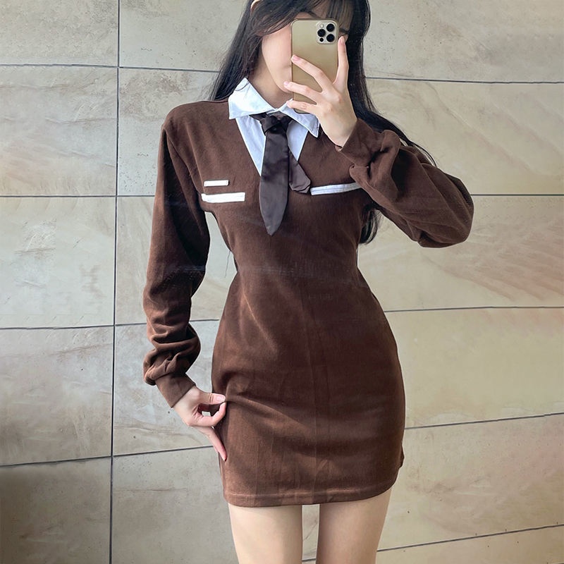 Kembali ke Kampus | American Vintage College Style Shirt Tie Waist Dress Pure Desire Top