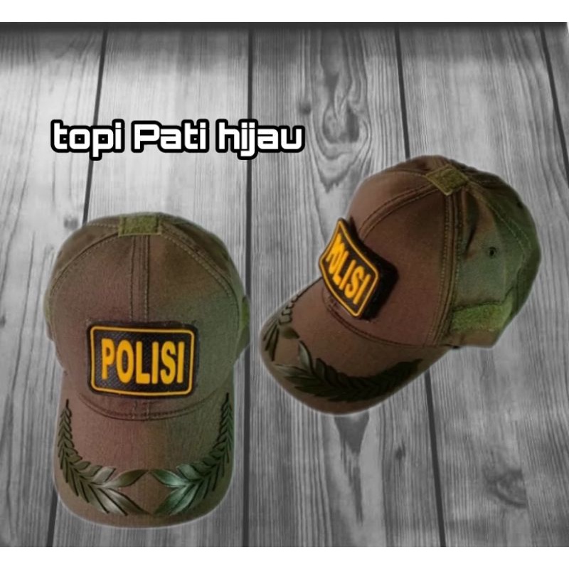 TOPI PATI POLRI HITAM HIJAU