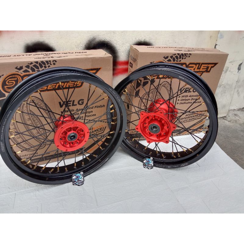 Paket Velg Supermoto Scarlet Klx 150 Dtracker 150 300/17 350/17 Tromol Forged Scarlet Klx 150