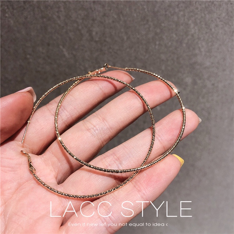 Anting Hoop Lingkaran Besar Bahan Sterling Silver Needle Gaya Korea Untuk Wanita