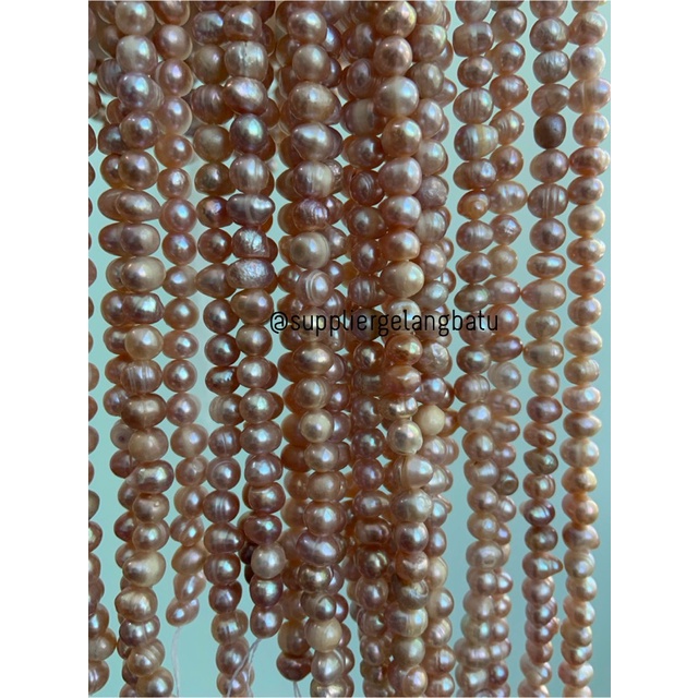 Bahan Mutiara Air Tawar Barok LAVENDER 6 x 8mm Bulat baroque pearl