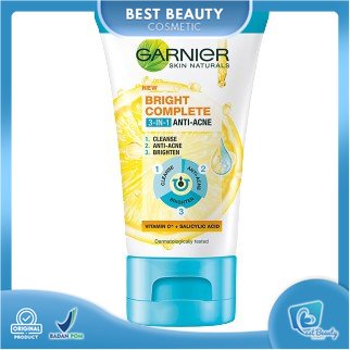 ★ BB ★ Garnier Bright Complete 3-in-1 Anti Acne Facial Wash Skin Care 90 ml