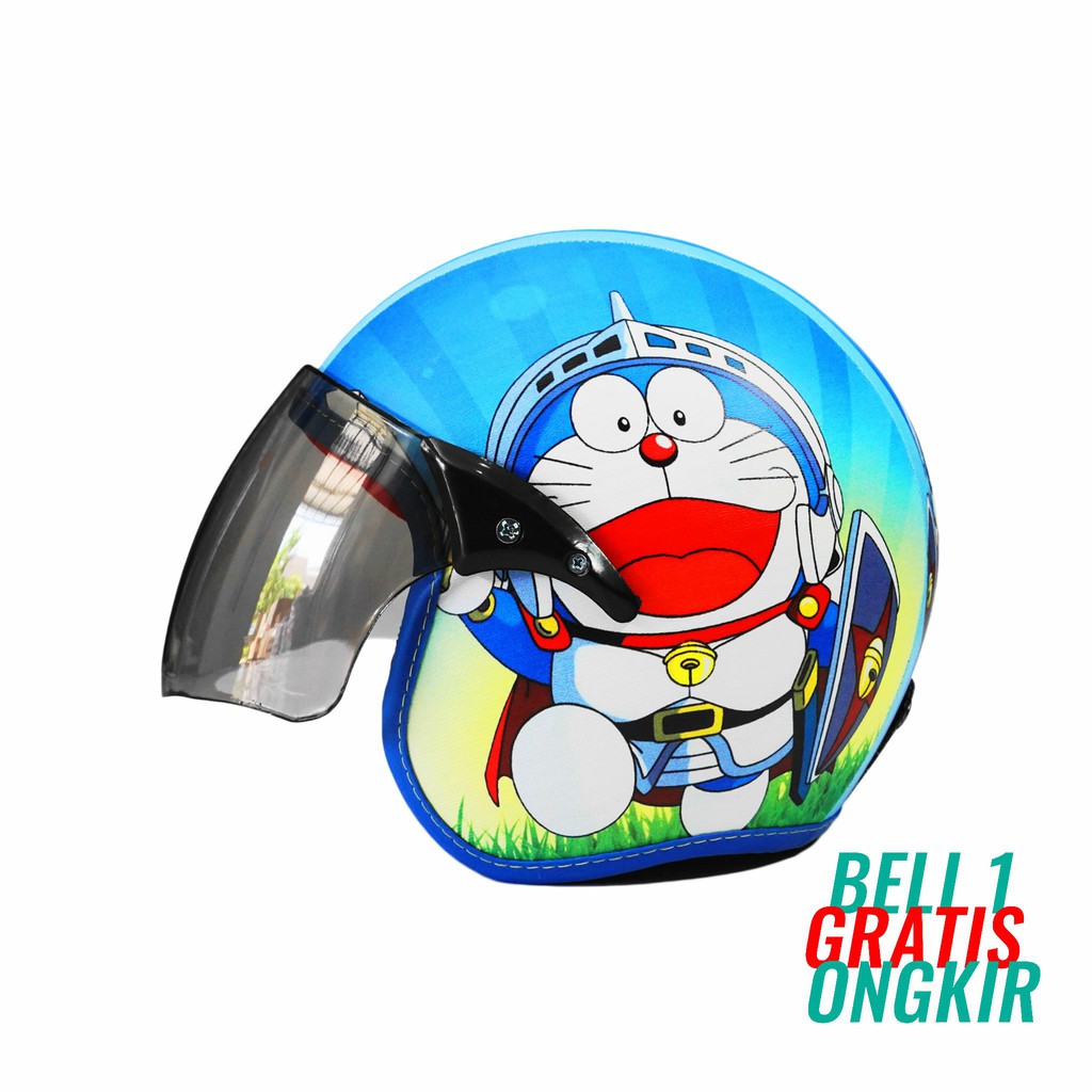 Helm Anak Standart Kaca Half Face Scoopy Original Karakter Doraemon