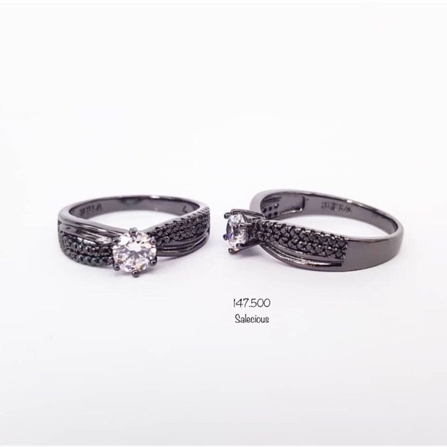 Cincin perhiasan Lapis emas luxury dengan zircon italy asli