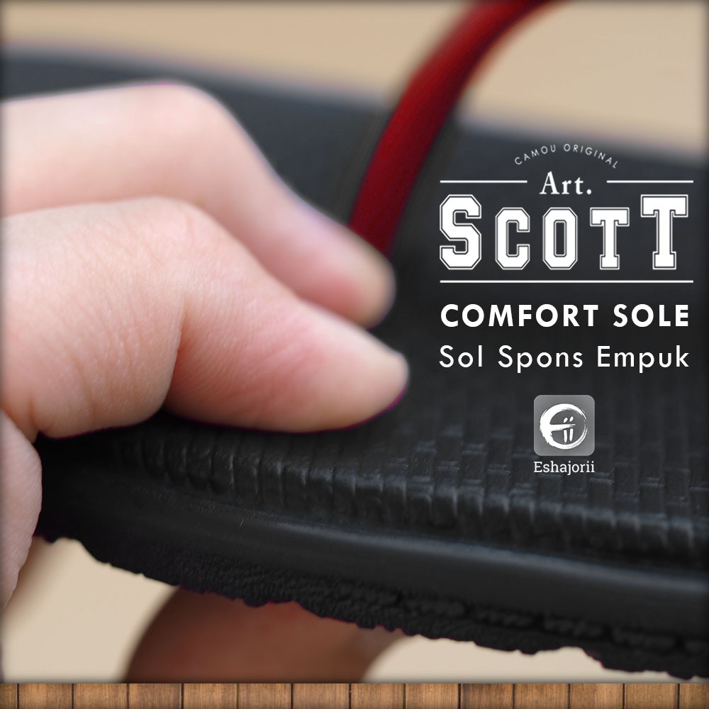 CAMOU - Scott Fire - Sandal Jepit Pria Comfort Casual Hitam Merah Mens Fashion Rubber Sole