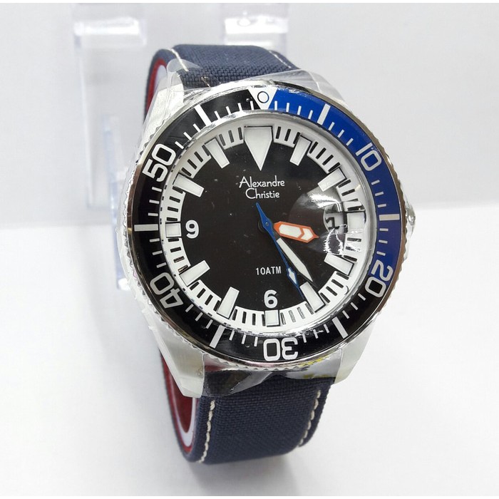 jam tangan pria alexandre christie AC 6435MD BIRU SILVER HITAM BIRU