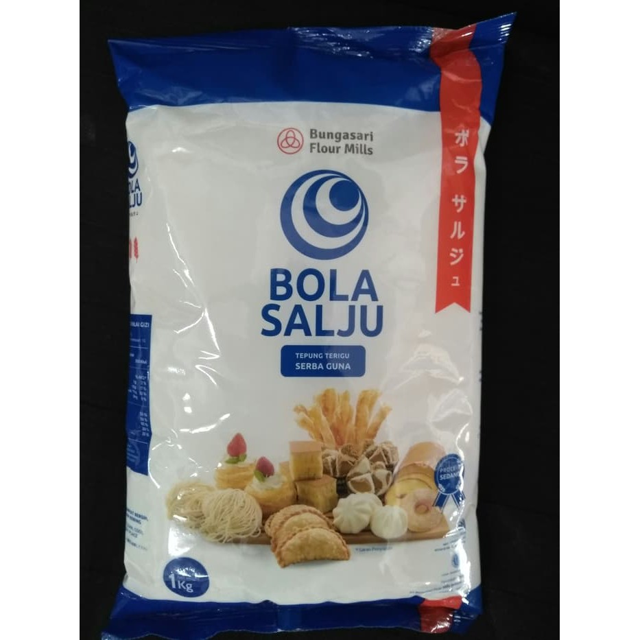 

Tepung Terigu Bola Salju (Protein Sedang) Tepung Serbaguna 1kg