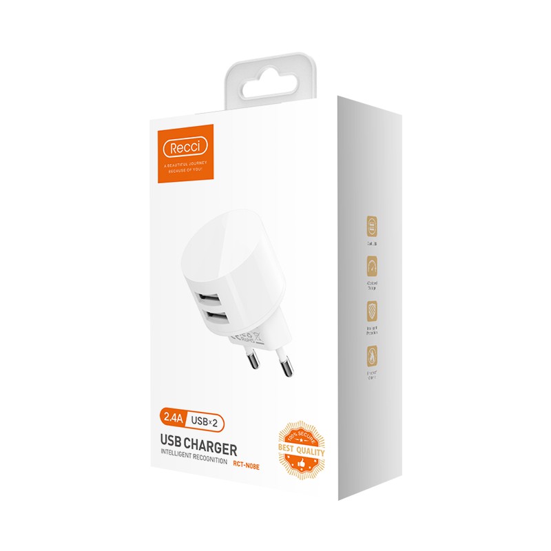 Charger USB Dual Port 2.4A RCT-N08E White RECCI