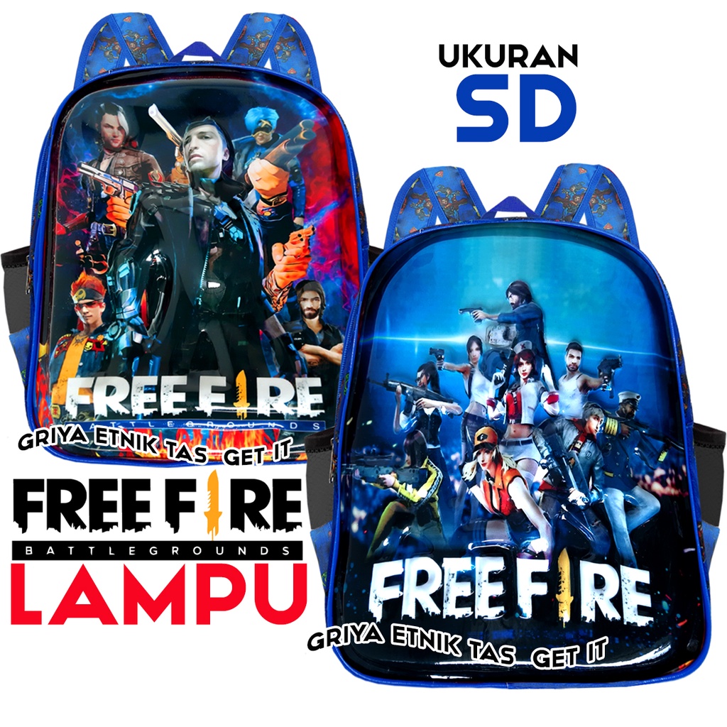 Tas Sekolah Anak Laki laki SD Ransel Gambar Timbul Karakter Free Fire FF Boboiboy Stumble Guys epep Lampu Led